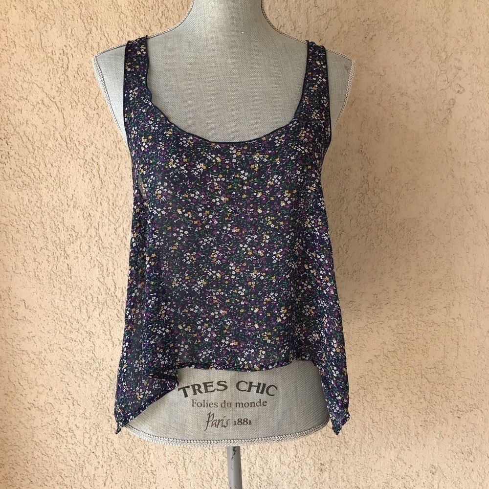 Y2K Love Culture Sheer Floral Racer Back Tank‎ Top Medium